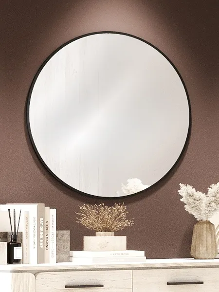 Зеркало навесное Z-15 D70 см c черной рамкой